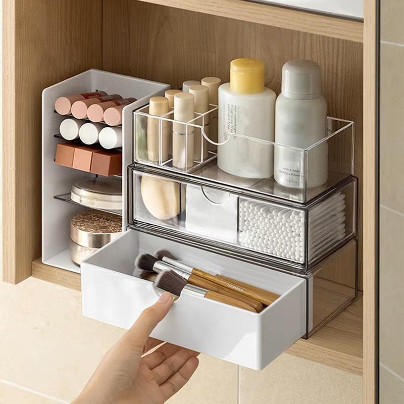 Ящик для хранения зеркального шкафа, стойка для хранения косметики и помады, организация рабочего стола в ванной, многослойный ящик для хранения с выдвижными ящиками