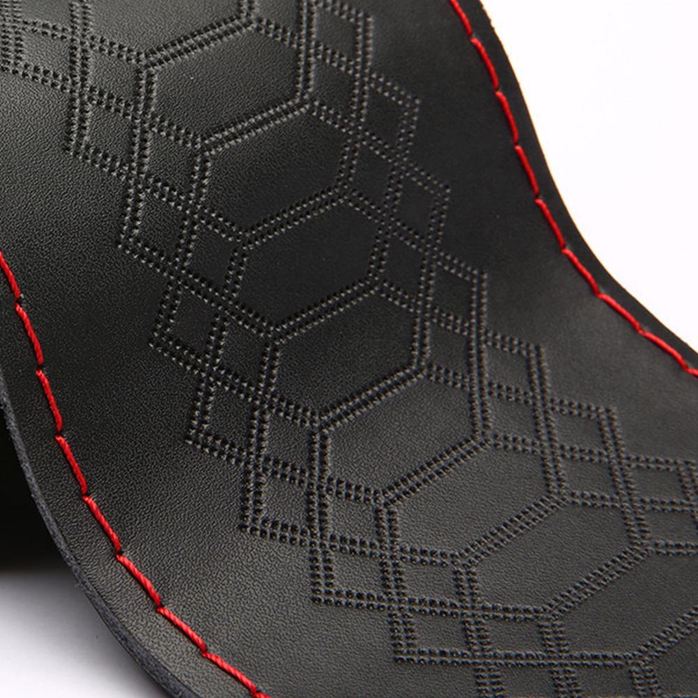 Car Steering Wheel Cover Genuine Leather DIY Hand Sewn Embossed Cowhide Steering Wheel Wrap Braid With Needle Thread 38cm