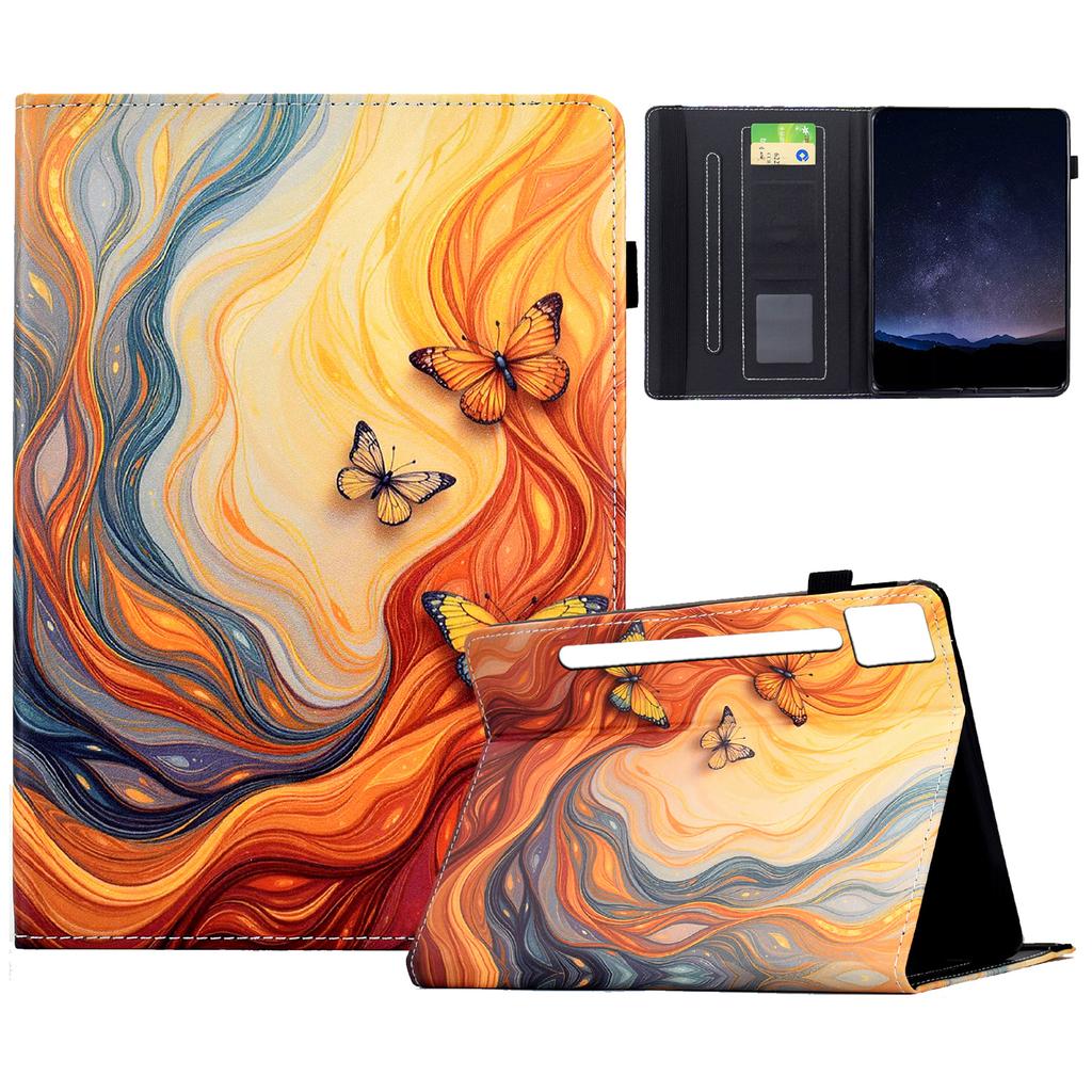 Для Lenovo Idea Tab Pro/Tab P12 Pro Gen 2 Кожаный чехол С рисунком Слоты для карт Подставка Автоматический сон/пробуждение Чехол для планшета