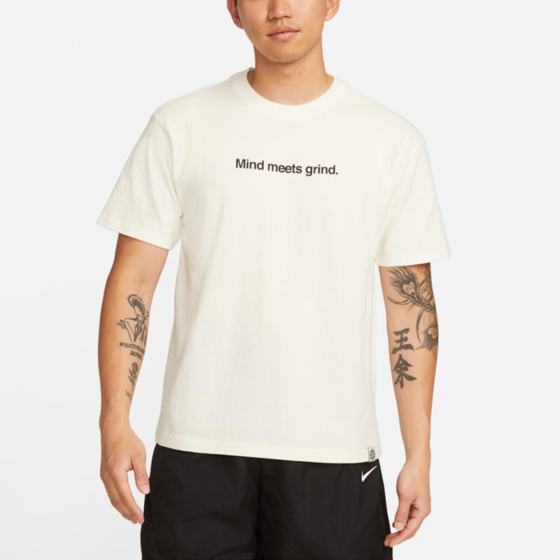 Nike T Shirts Men's Ecru Crew Neck Moderate Straight Fit DQ1906-133