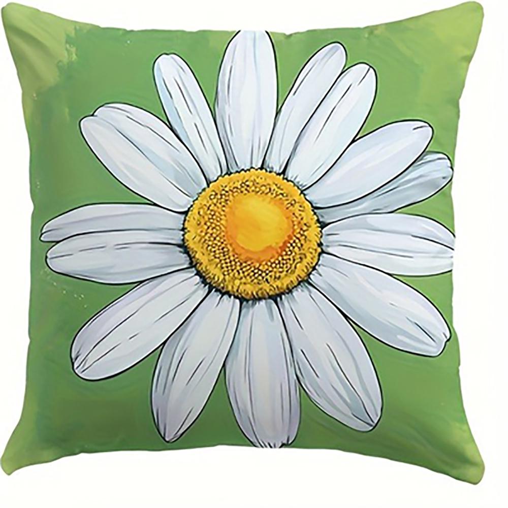 Daisy Hello Spring Floral Pillowcasebedroom Sofa Decorative Cushion Cover With Zipper Soft Cushion Cover