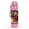 1PC Coffee Lover Wolf Cartoon 750ml Color Plastic Sports Water Bottle Leakproof Flip Straw Lid Suitable for Sports Office Home Use