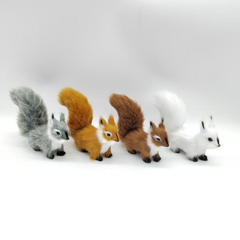 1Pcs Mini Plush Simulation Squirrel Ornament, Artificial Squirrel Figurine Fake Animal for Christmas Table Decoration