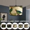 Retro Flower Printed Lampshade Japanese Style Homestay Decor Bamboo Chandelier Light Cover Chandelier Wall Lamp Shade Home Decor