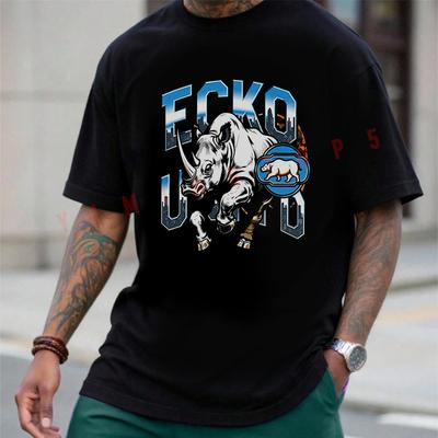Ecko Rhino City Дизайн Логотипа Мотоциклетная Футболка Летняя Хлопковая С Коротким Рукавом Повседневная С Круглым Вырезом Унисекс