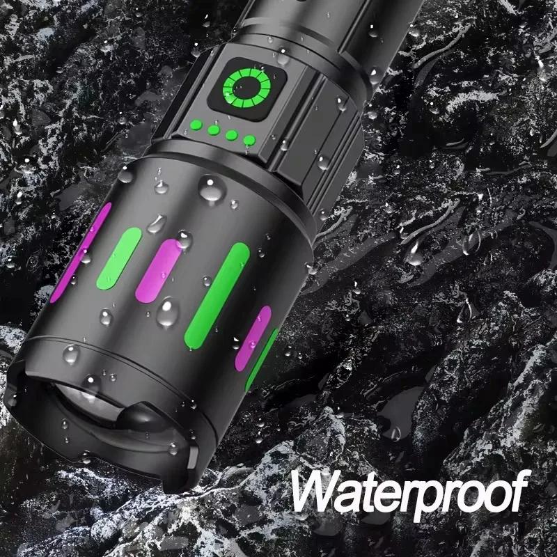 High-power Bright LED Flashlight Outdoor Multifunctional Flashlight USB Charging Telescopic Zoom Long-distance Flashlight