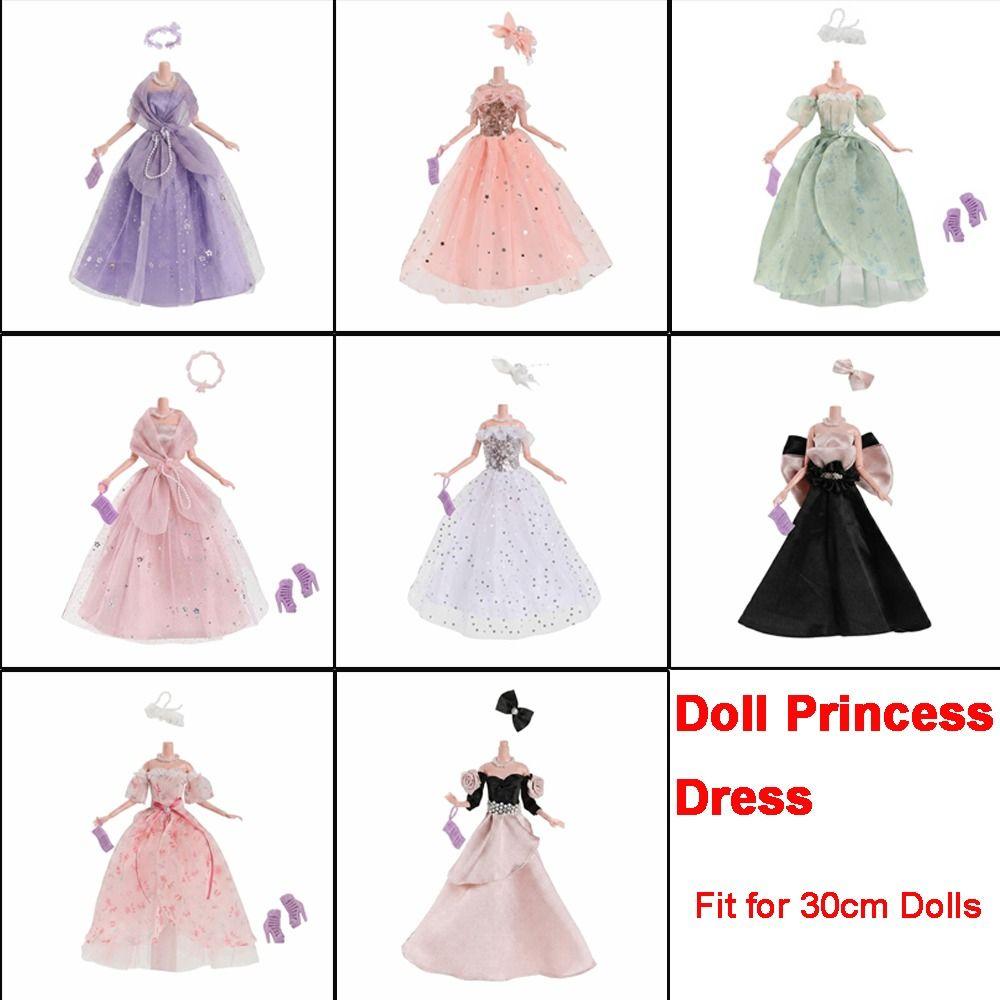 Sparkle Details Doll Princess Gown Layered Full Skirt Doll Clothing Set Assorted Accessories