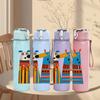 1PC Two Color Dog Cartoon Duo 750ml Color Plastic Sports Water Bottle Leakproof Flip Straw Lid For Sports Office Home Use