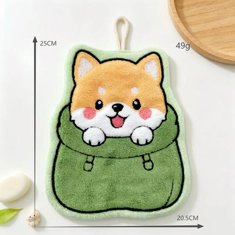 Coral Velvet Kitchen Cleaning Towel Cartoon Style Cleaning Rag Cute Hand Towel Household