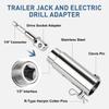 Trailer Jack Drill Adapter Kit Solid Carbon Steel Construction 1" Drive Shaft 1/2" Socket 1/4" Hex Shank for RV Travel Trailer