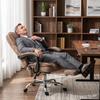 Ergonomic Office Chair with Massage Function, Footrest, Swivel, Rolling, Brown