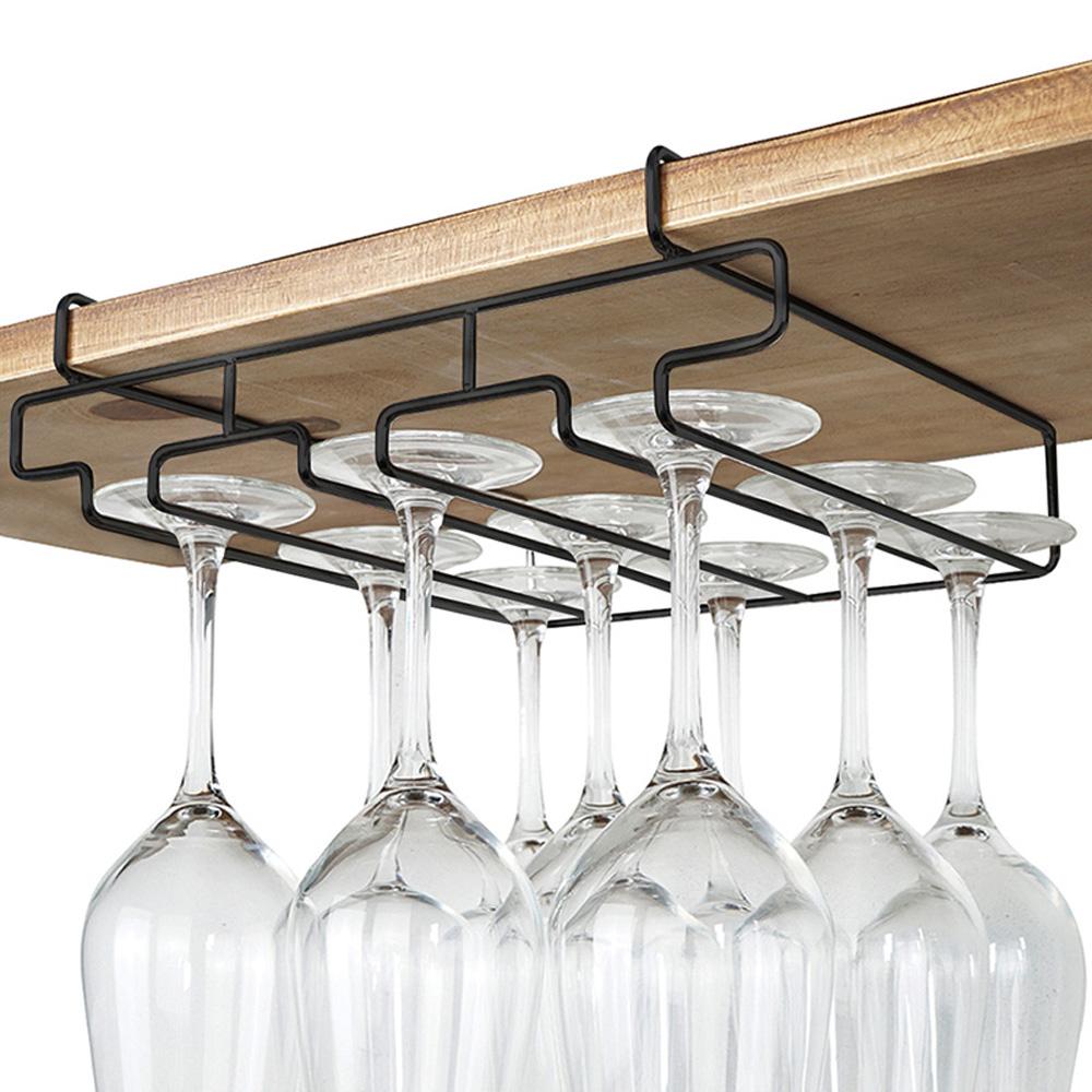 Storage Shelf Organizer Cabinet Bar Stemware Holder Cup Hanger Wine Glass Rack Hanging Rack