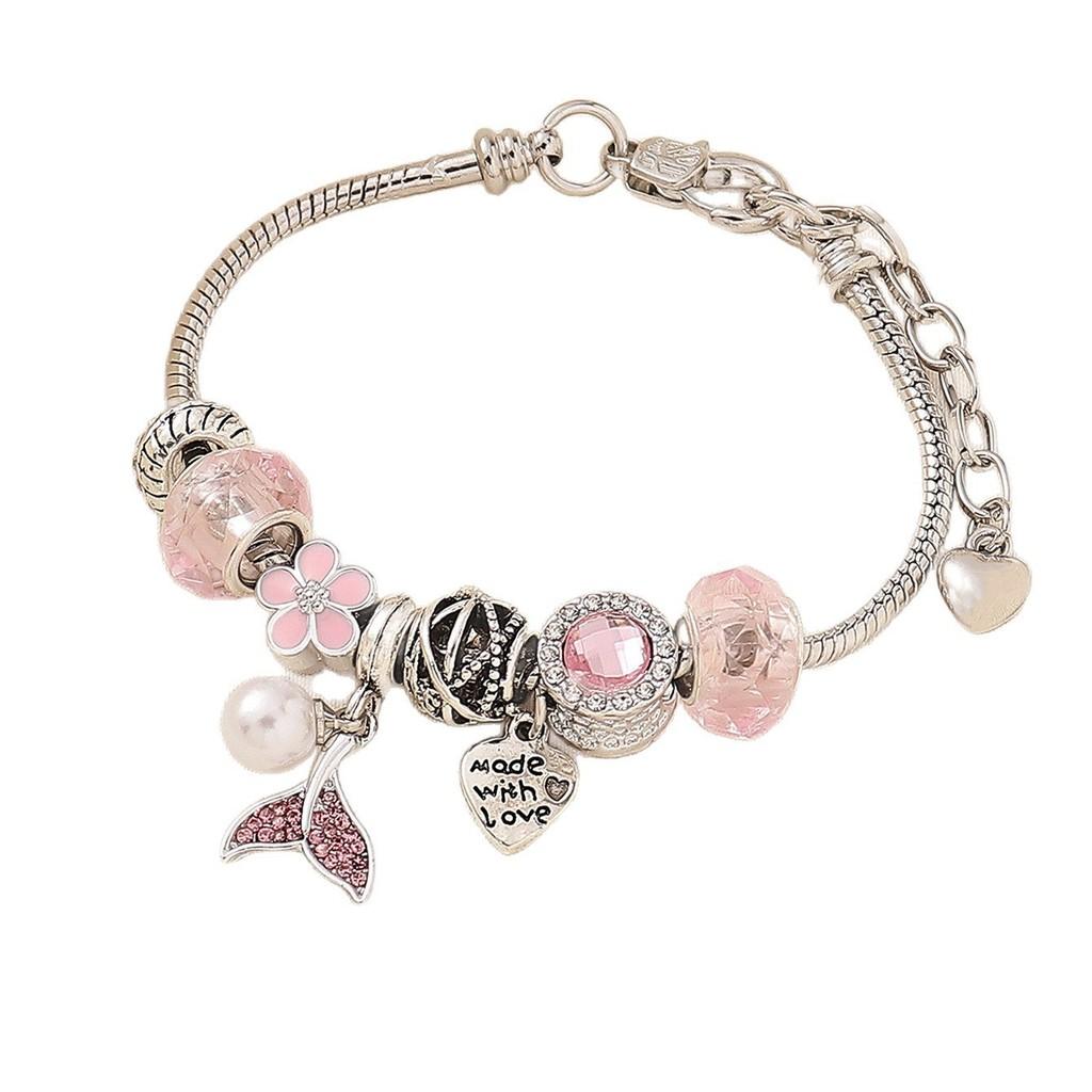 Mermaid Tail Beaded Bracelet With Crystal Accents For Girls Giftgiving
