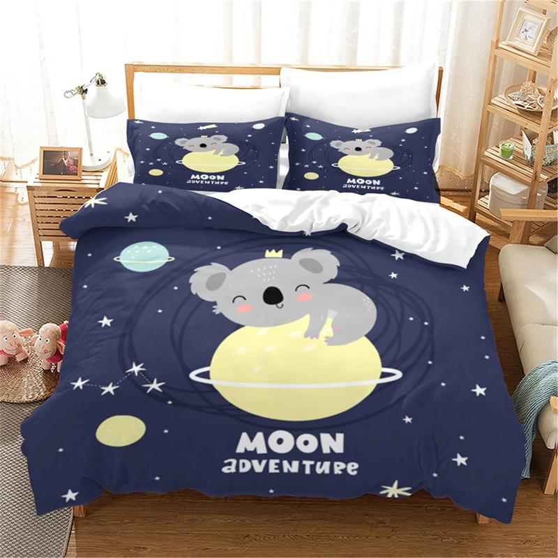 Cartoon Koala Duvet Cover King Queen Lovely Animal Bedding Collection For Kids Teens Adults Wildlife Quilt Cover With Pillowcase 23Pcs