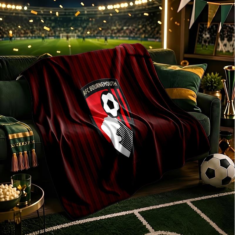 Плед AFC Bournemouth с гербом Фланелевые пледы Плюшевый для дивана кровати Подарки для мужчин женщин Плед для путешествий пикника Рождественские подарки для фанатов