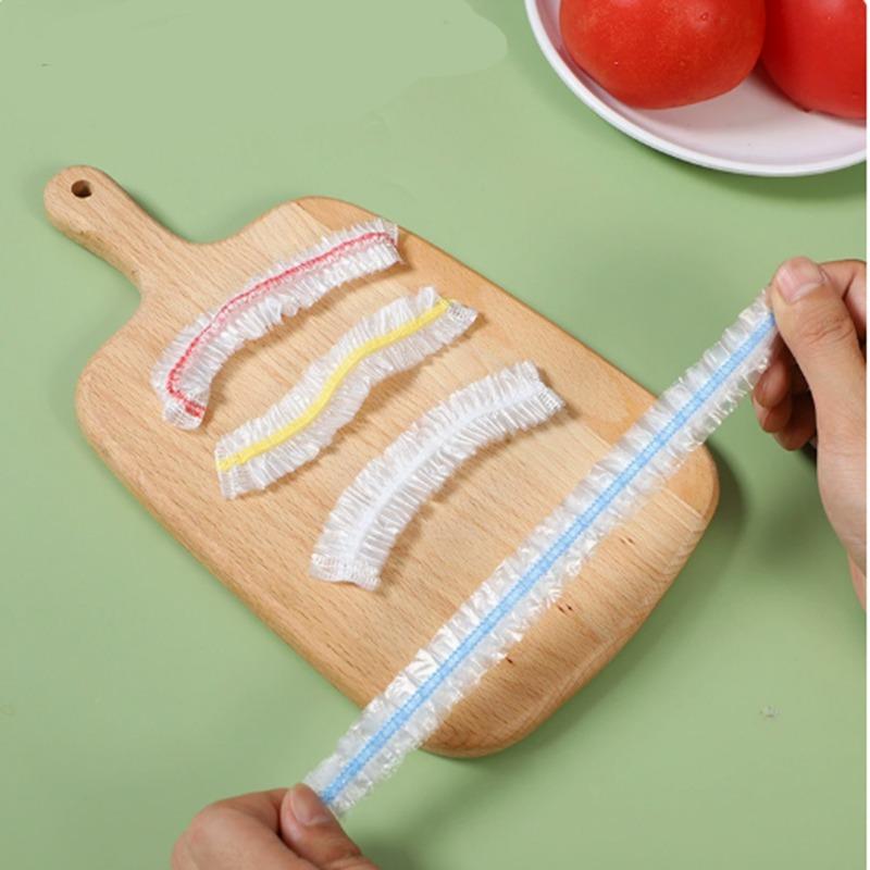 100Pcs One-time PE-grade Fresh-keeping Film Set with Adjustable Tightness for Pest-proof and Leftover Food Cover