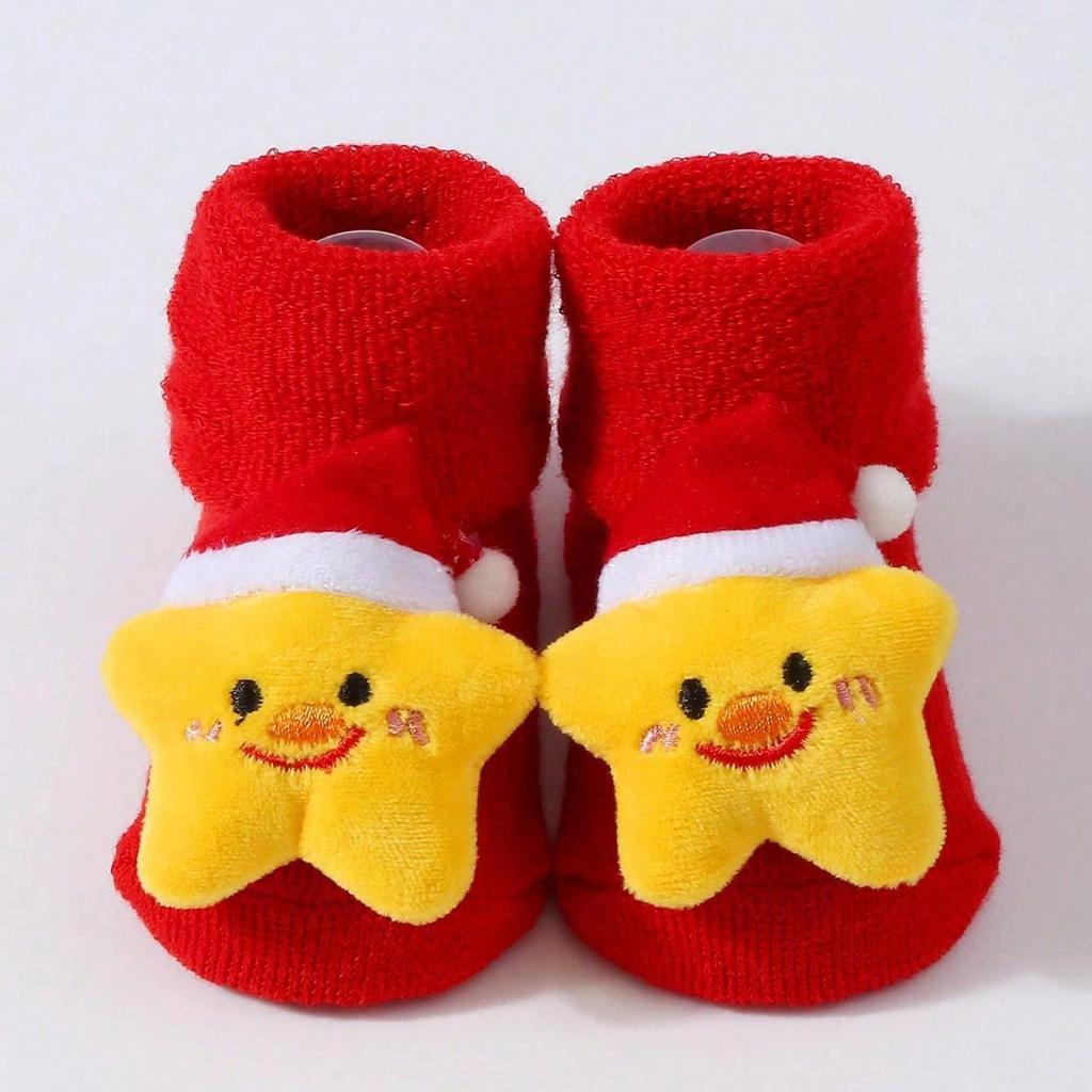 Terry Socks for Infants 0-12 Months Christmas Pattern Warm Cotton Socks Warm & Protective Socks for Indoor & Outdoor Use