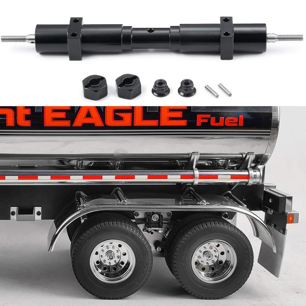 TRZX Metal Non-Powered Rear Axle Tail Axle Upgrade Accessory for Tamiya 1/14 RC Trailer Truck (133.5mm)