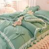 Korean Princess-Style Lace Trim Bedding Set - Brushed Four-Piece for Spring/Autumn