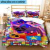 Blue Monster Huggy Night 3pcs Bedding,Including 1pc Duvet Cover And 2pcs Pillowcases Perfect for Christmas,Ideal for Bedroom, Dormitory