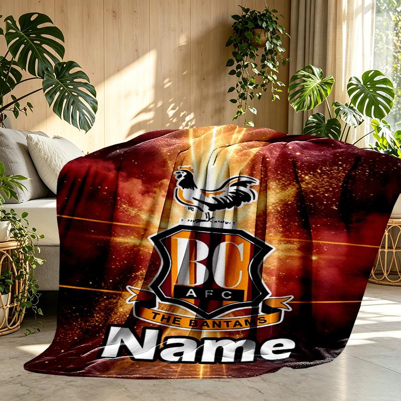 Custom Name Personalized Bradford City AFC Print Blanket, Home Decor, Bedroom, Sofa, Camping, Couch, Gifts for Birthday ChristmasEnthusiasts