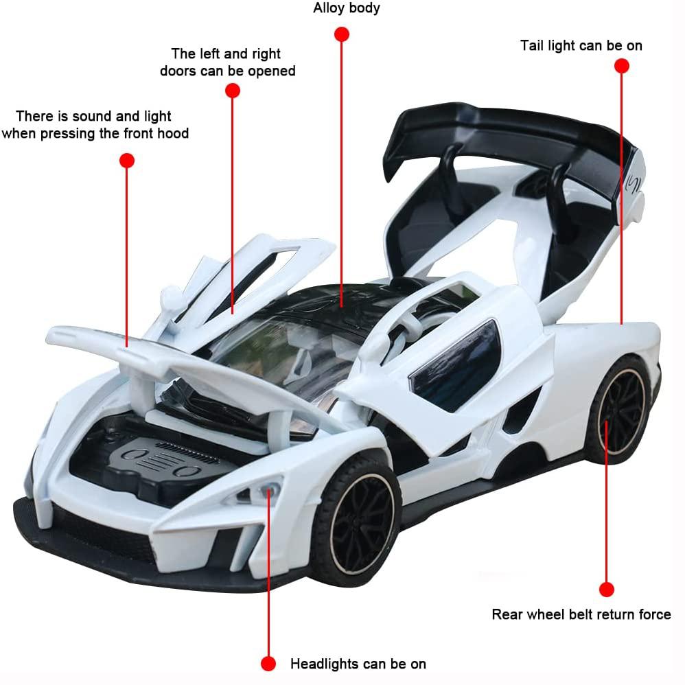 1:32 масштаба McLaren Senna, литая под давлением модель автомобиля, игрушечный автомобиль с функцией отката и звуковым светом для детей, мальчиков и девочек, коллекция для взрослых