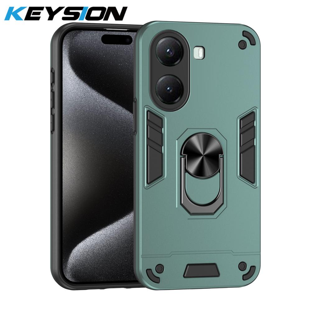 KEYSION Противоударный защитный чехол для Xiaomi POCO X7 Pro Мягкий силиконовый чехол + PC Ring Stand для телефона на заднюю панель Redmi Turbo 4