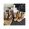 Sheepskin Version Retro Versatile Leather Boxing Boots Women's Short Boots Strap Side Zipper Outer Wear Mountaineering Martin Boots