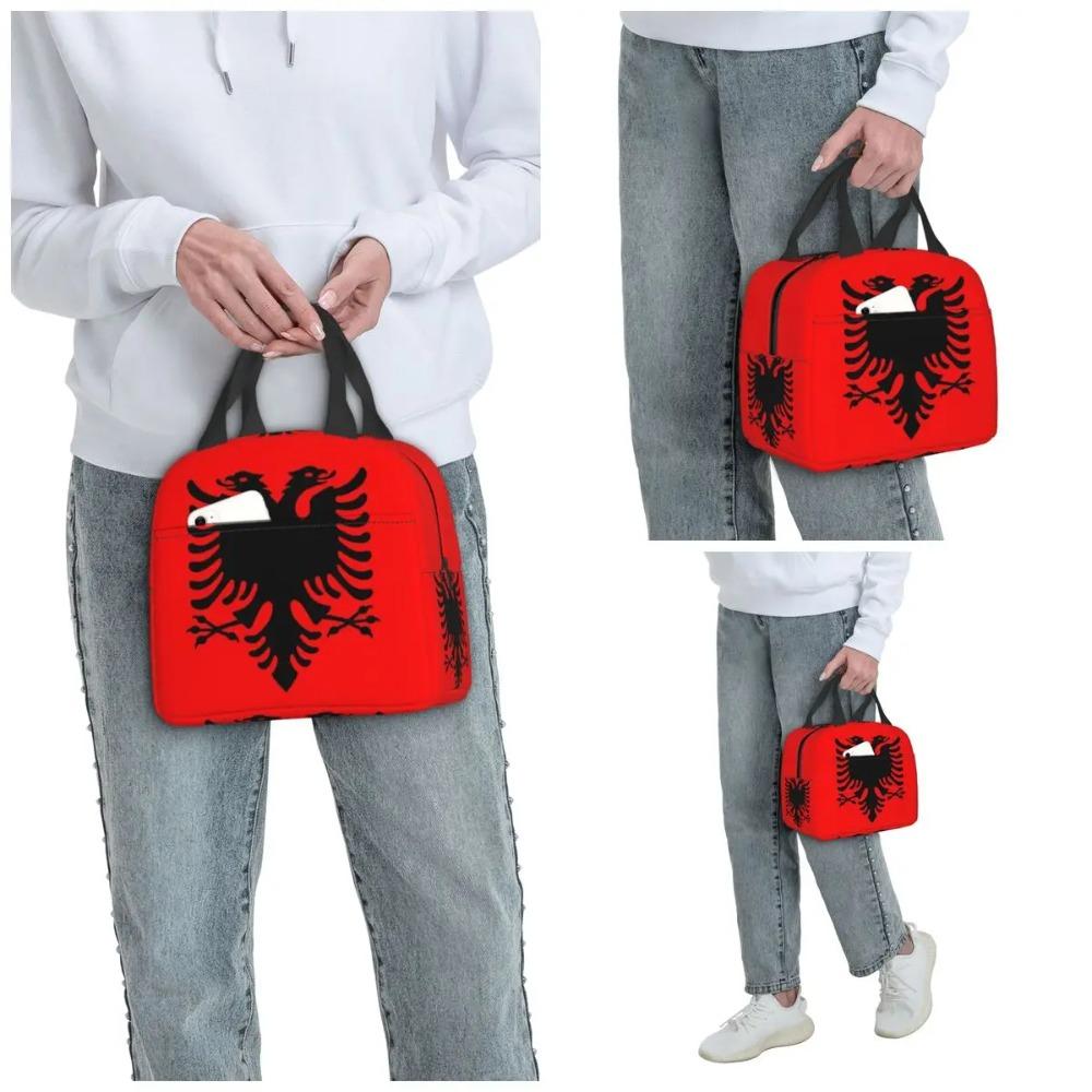 Flag Of Albania Insulated Lunch Bag for Women Office Cooler Thermal Food Box Tote Leakproof Lunch Boxes Container
