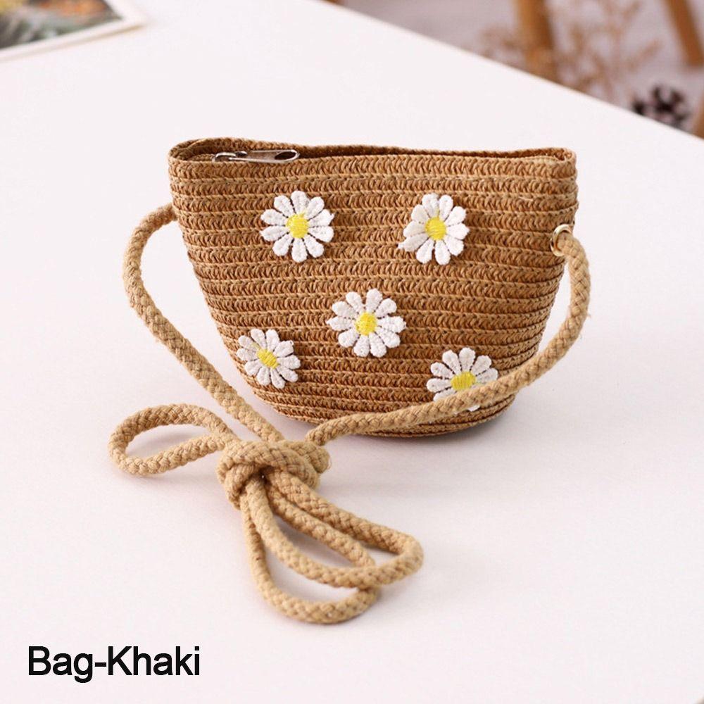 Мальчики Девочки С Сумочкой Панама Шляпа Соломенная Шляпа Летняя Детская Шляпа Солнцезащитный Козырек Цветок Воздухопроницаемая Шляпа