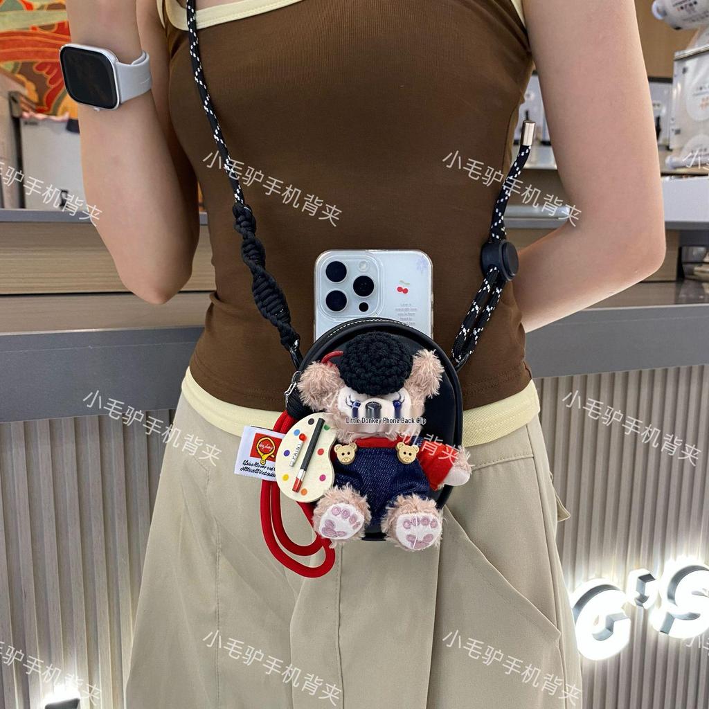 Мягкая игрушка-кукла Лабубу, брелок с клипсой для телефона и кошельком для монет, аксессуар через плечо