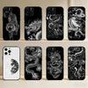 Роскошный Чехол для Телефона с Тиснением Тигр и Дракон Для iPhone 17,16,15,14,13,12,11 Plus,Pro Max,XS,Мягкий Силикон Черный Чехол