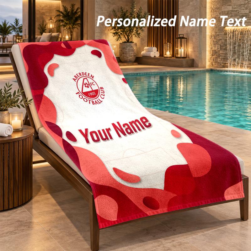 Custom Text Aberdeen FC Print Beach Towel Large Towel For Home Bathroom Beach