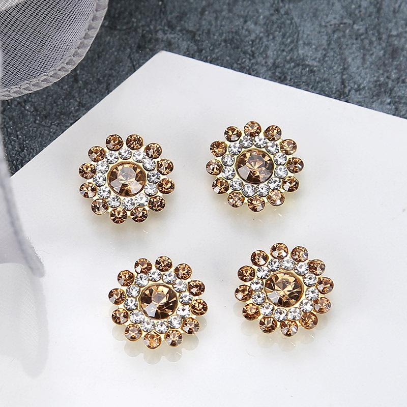 100pcs 14mm Round Plum Blossom Drill Triple Diamond Buckle Multicolor Flower Beads Round DIY Hair Accessories Colorful Double Layer Flower Rhinestones