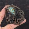 Copper Amazonite Pendant Copper Wire Wrapped Pendant Gemstone Jewelry Octopus Pendant Handmade Pendant Copper Wire Wrap Jewelry Gift For Him