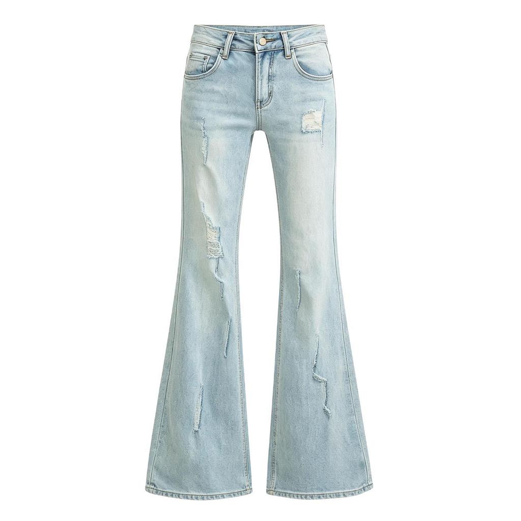 High-waisted and slightly pulled jeans for women's new summer explosions are worn out, the small man does not stick to the legs and looks thin