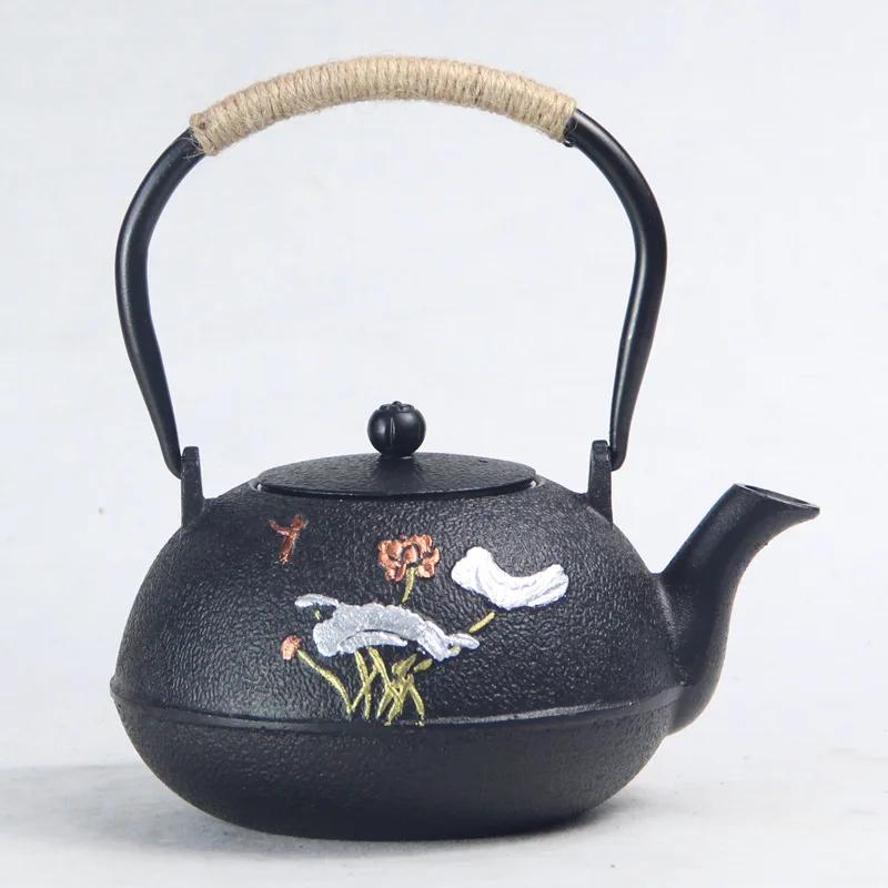 Железный чайник ручной работы в японском стиле. Чугунный чайник для кипячения воды и приготовления чая. Аксессуары для домашнего кунг-фу.