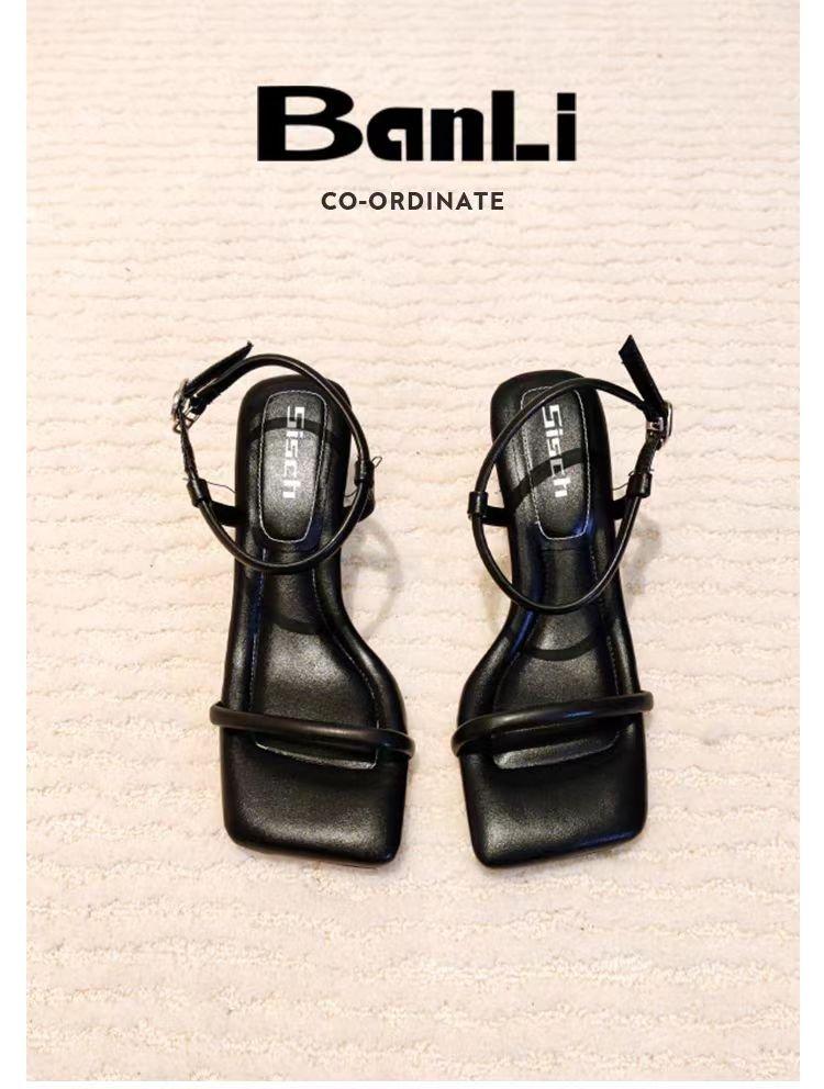 Женские босоножки на высоком каблуке, летняя повседневная женская обувь, женские босоножки на квадратном каблуке с открытым носком и ремешком на щиколотке, женские босоножки на танкетке, новинка 2024 г.