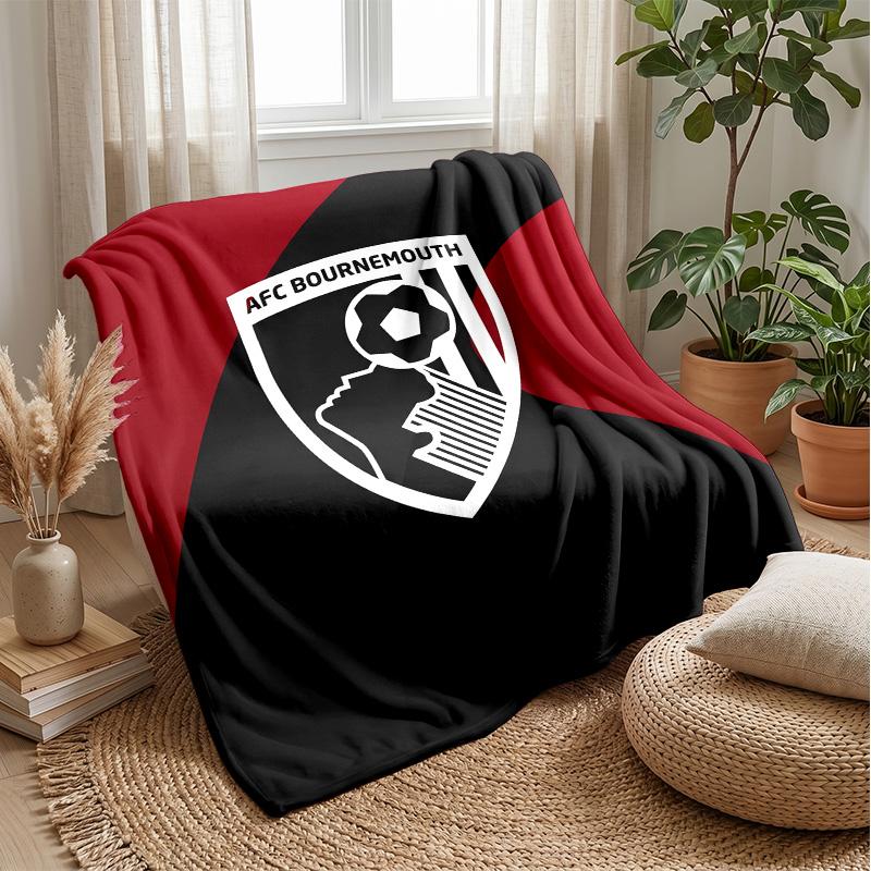Bournemouth Football Print Flannel Blanket, Soft Warm Lightweight Throw Blanket for Sofa Bed Camping