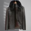 New Leather Jacket Men's Velvet Thickened Men's Fur Integrated Winter Lapel Warm Leather Jacket