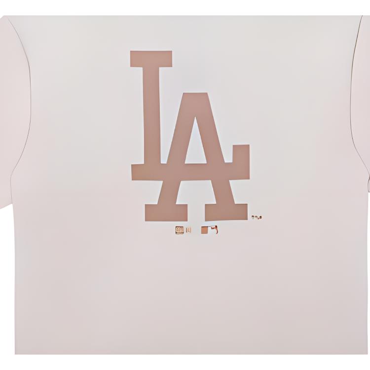 New Era Мужская футболка с логотипом Los Angeles Dodgers и принтом букв, с круглым вырезом, с коротким рукавом, цвет слоновой кости 14341316