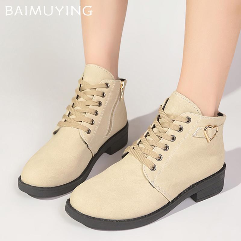 Winter Women Ankle Boots Retro Suede Mid Heels Shoes Lace Up Chunky Boots 2025 Trend Designer Classic Pumps New Botas De Mujer