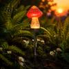Rustproof Metal Ground Stakes Solar Mushroom Garden Stake Light, Resin Fairy Lamp with Gardening Gifts for Plant Lovers Warm Glow, Waterproof Outdoor