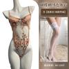 One-piece erotic underwear hot-selling lace embroidery hollow transparent sexy suspender mesh temptation