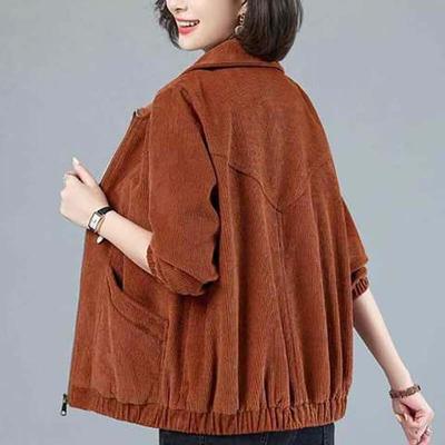 Весенне-осенняя тонкая повседневная куртка, женская вельветовая куртка, короткий маленький топ, свободная повседневная куртка большого размера для мам