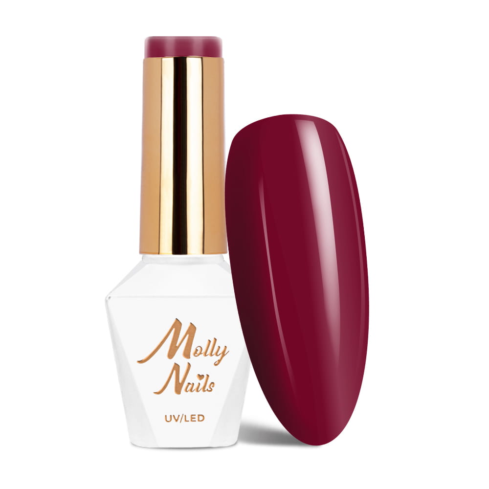 Lakier Hybrydowy Led/Uv Gel Polish Molly Nails Hearts & Kisses Nr 190 Red Wine Hema/Di-Hema Free 8G