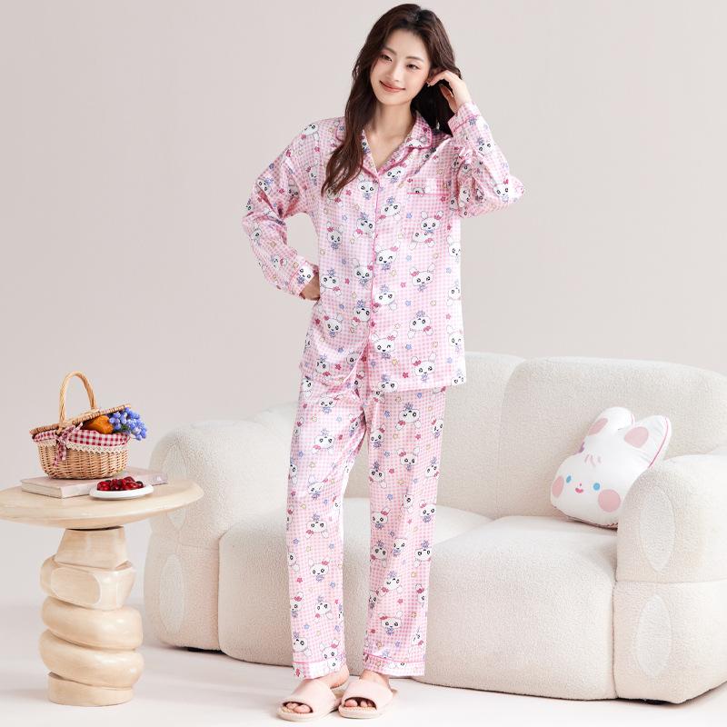 Sweetheart Jituo Ma Ge Zi Pajamas Women'S Autumn Sweet Japanese Long Sleeve Ice Silk Homewear Set