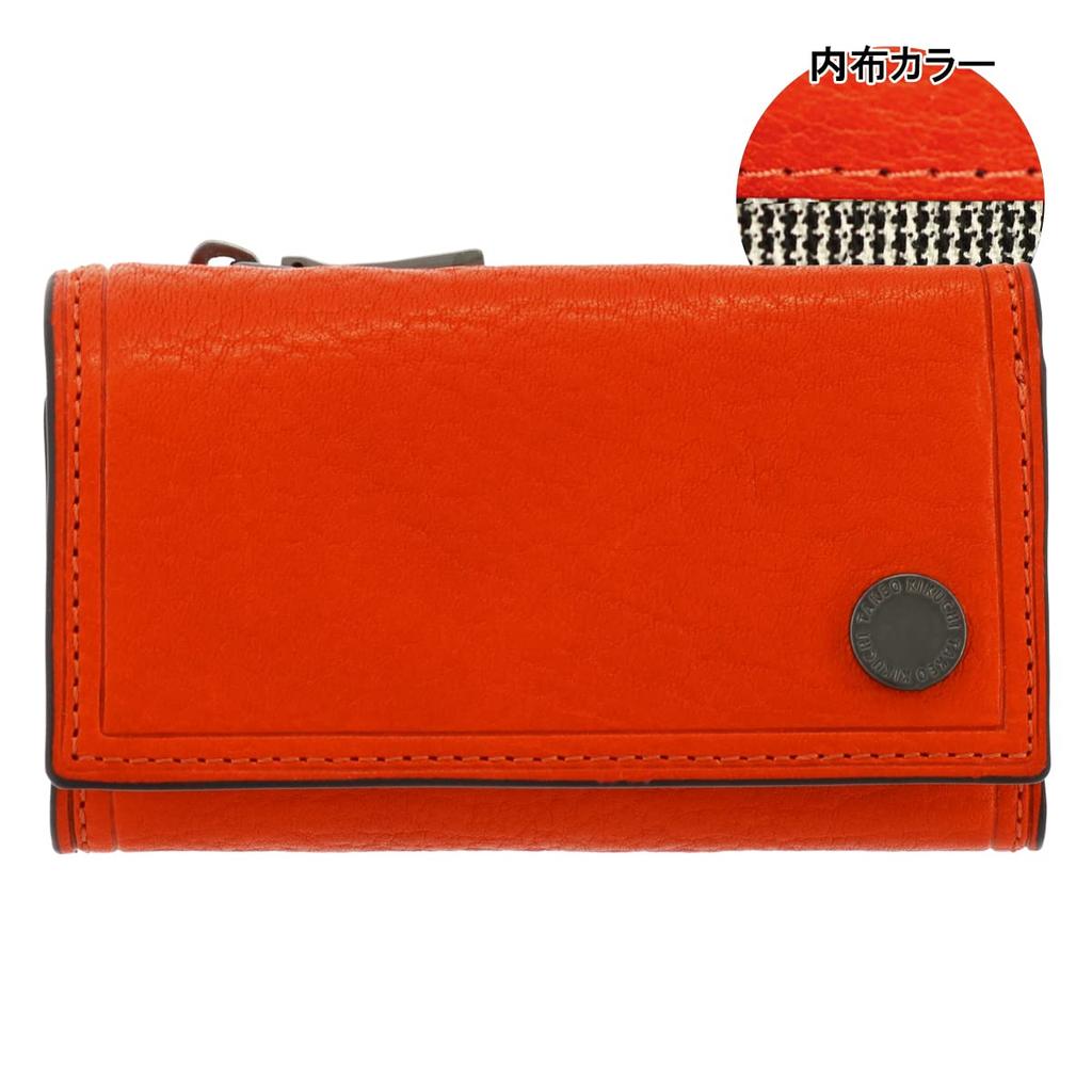 Ключница Натуральная кожа Монета 730613 Кошелек для монет Мини-кошелек Кожа теленка Оранжевый [Takeo Kikuchi] Мужская [26]