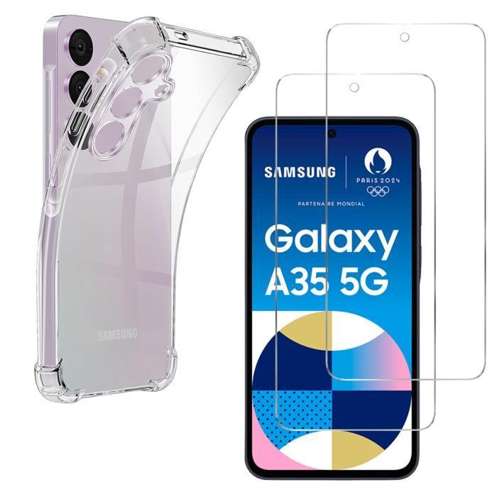 Coque antichoc pour Samsung Galaxy A35 5G et 2 Films verres trempé Protection Ecran Phonillico®