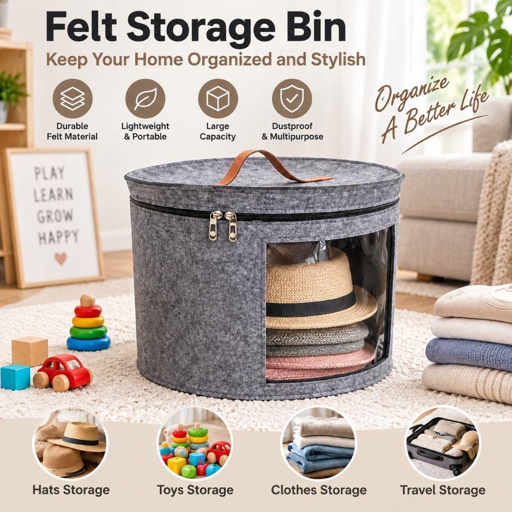 Round Shape Hat Storage Box Dustproof Hats Carrier Case Practical Cap Organizer Home Organization